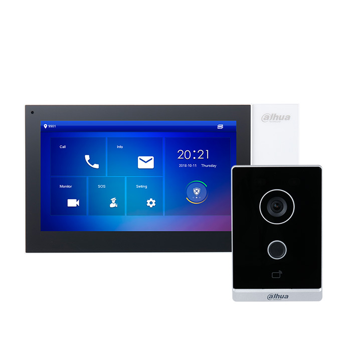 Комплект відеодомофону Dahua DHI-VTH2421FW-P + DHI-VTO2211G-WP